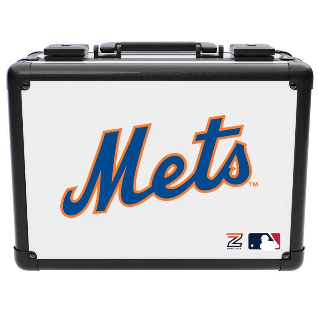 White w/Blue-Orange Border "Mets" Angle Logo